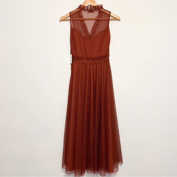 NWT✨ Sandro Cassy Tulle Midi Dress in Rust - Picture 8 of 10